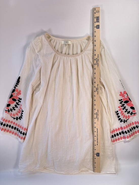Umgee Women’s Embroidered Sleeve Peasant Blouse Cream Boho Size M - Picture 11 of 12